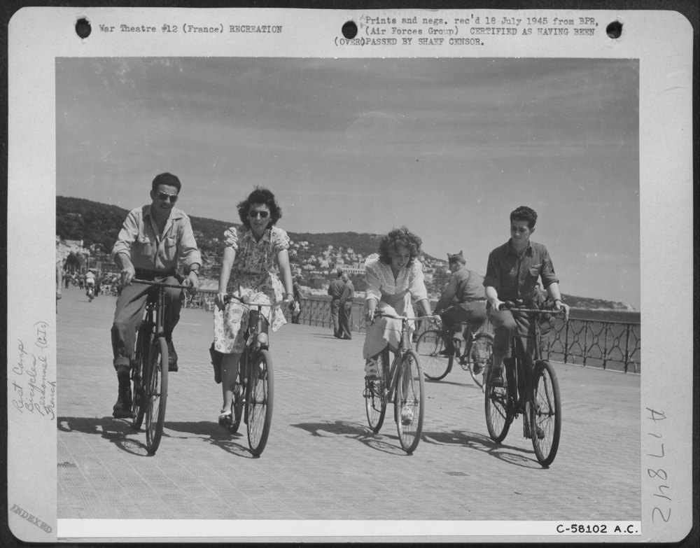 Bicyclists in Nice France