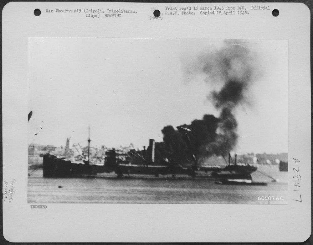 Blenheims attack ship at Tripoli