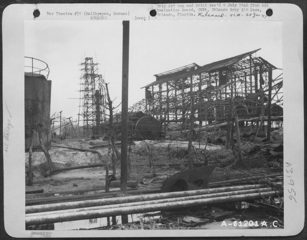 Bomb crater in Pandasari oil storage
