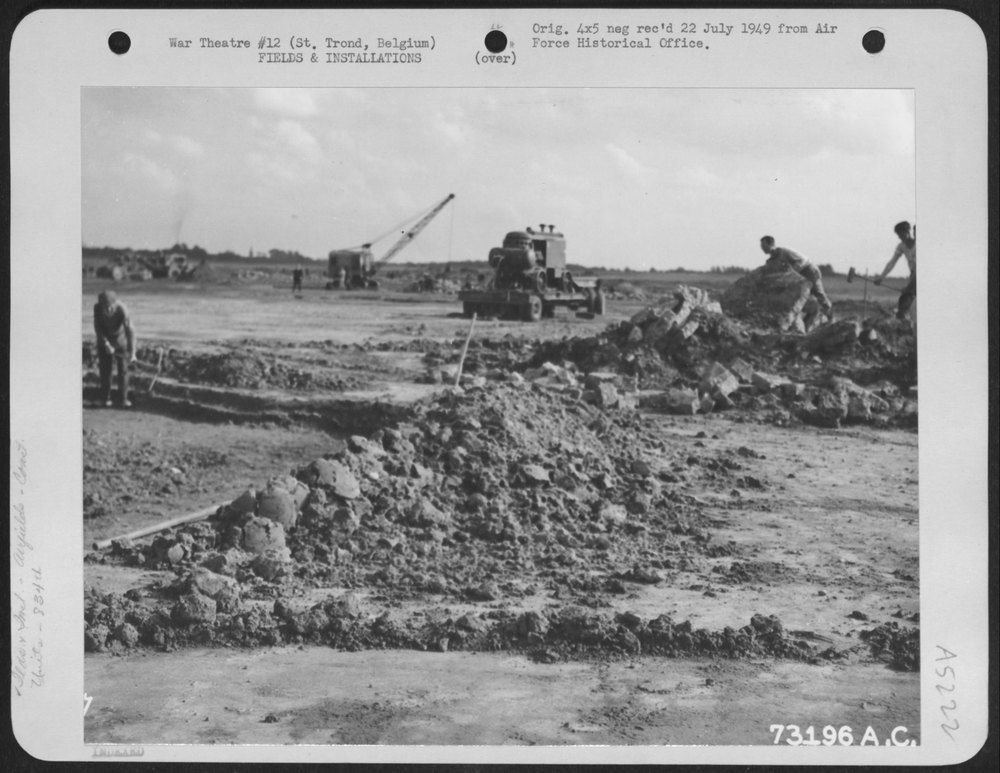 Bomb craters filled at St Trond airfield