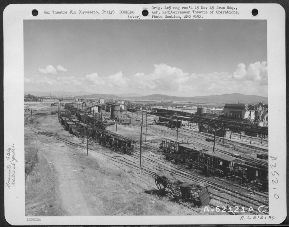 Bomb damage at Grosseto railroad yards