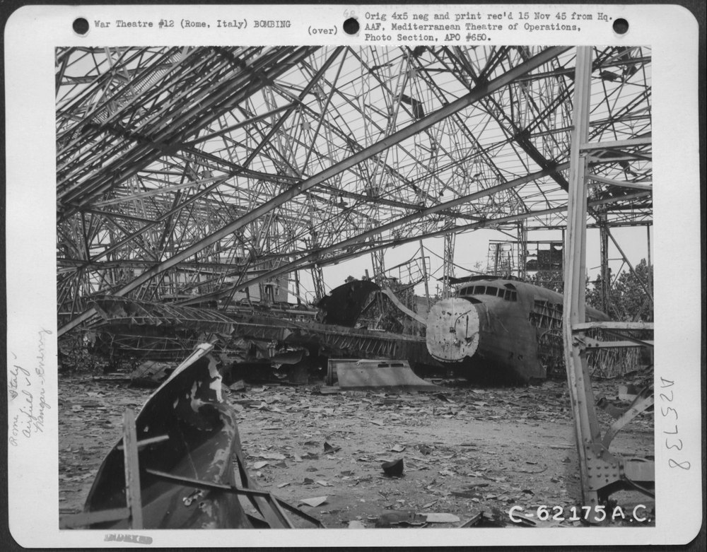 Bomb damage at Littoria Airdrome Rome