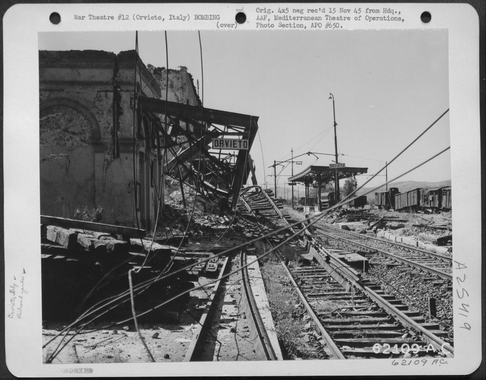 Bomb damage at Orvieto railroad station