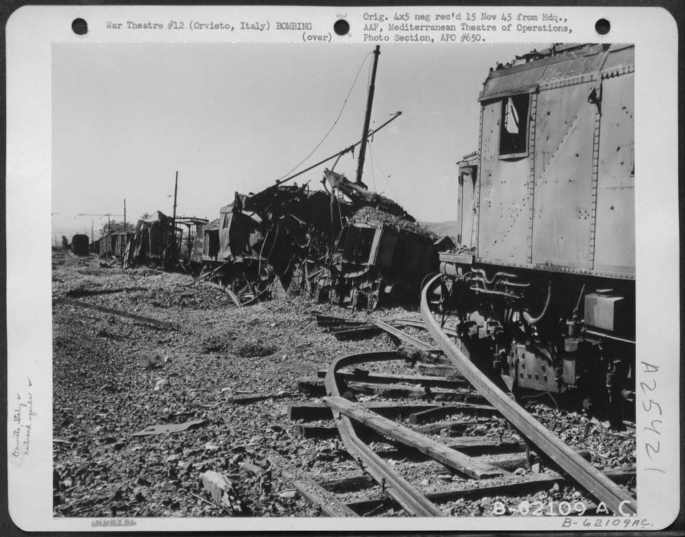 Bomb damage at Orvieto railroad yards