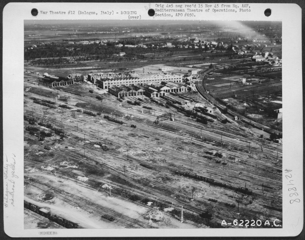 Bomb damage in Bologna railroad yards