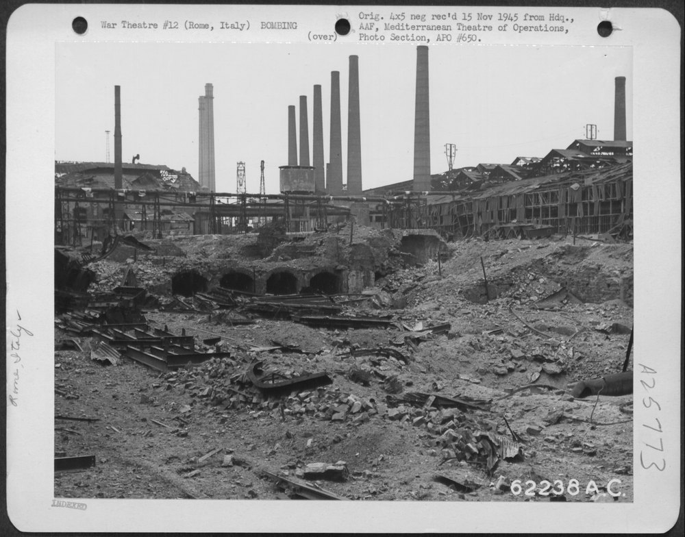 Bomb damage north of Rome