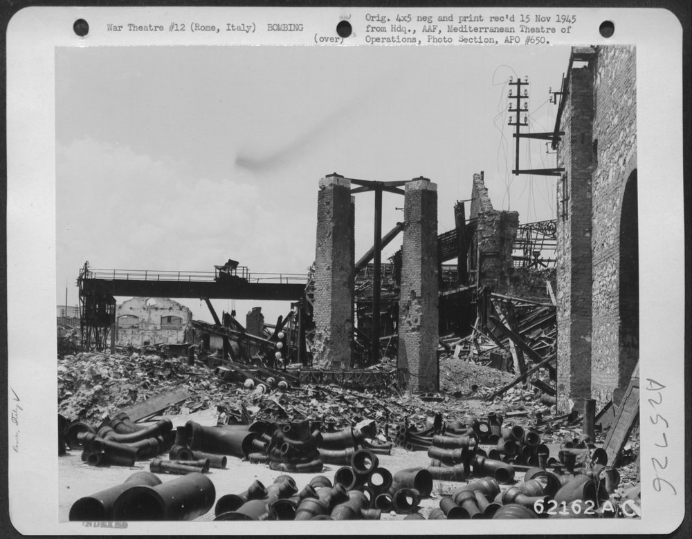 Bomb damage north of Rome