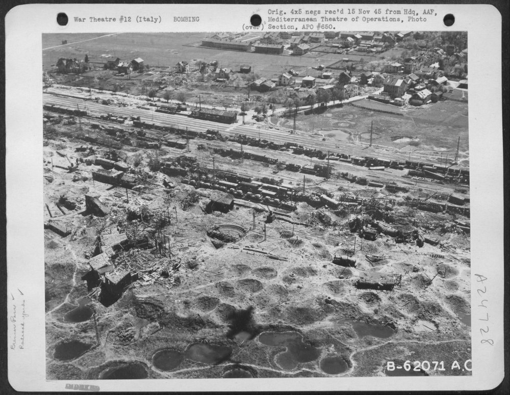 Bomb Damaged Railroad Yards In Italy