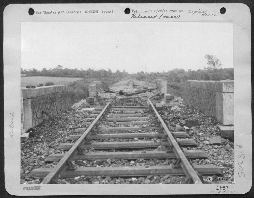 Bomb hit railroad overpass