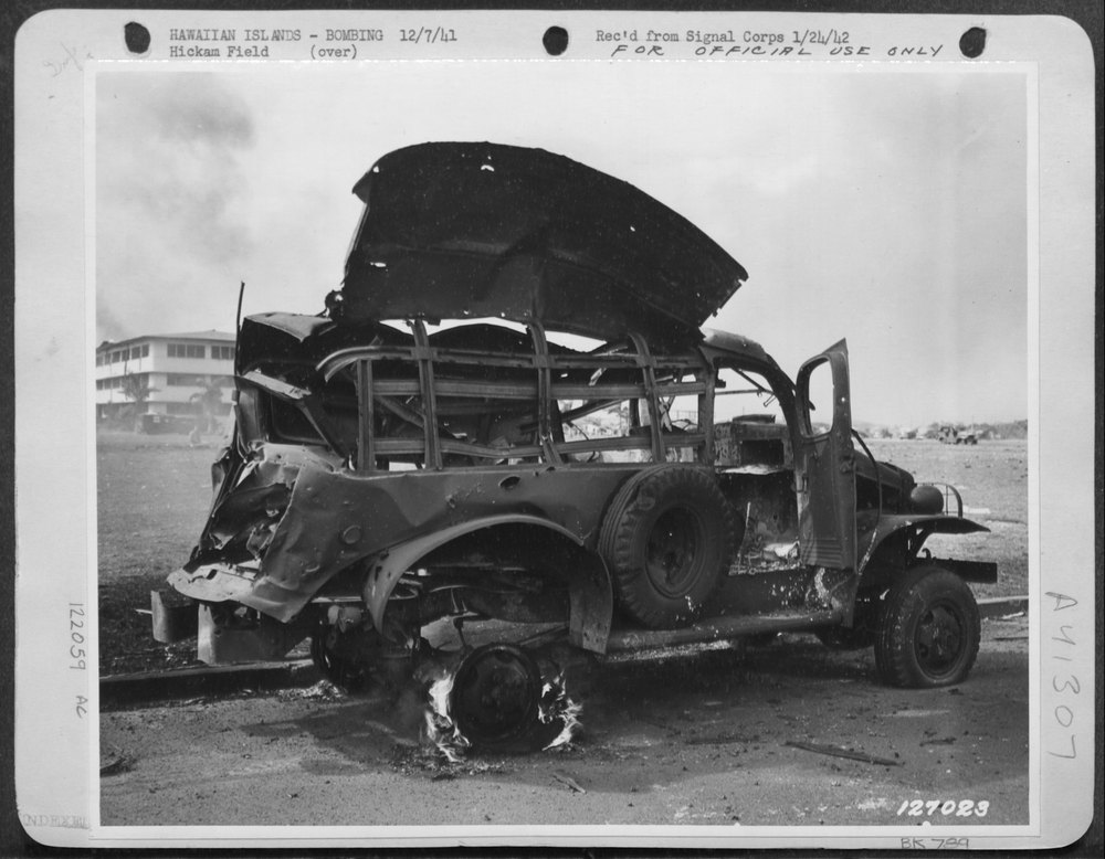 Bombed Truck At Hickam Field