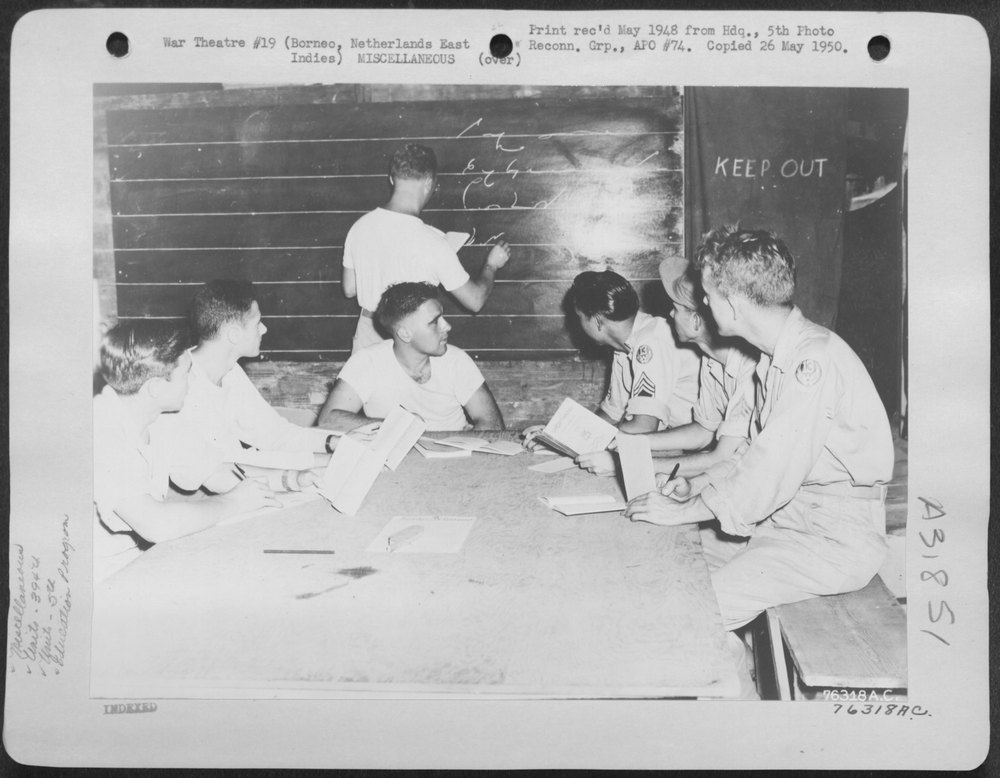 Bomber Barons attend shorthand class Borneo