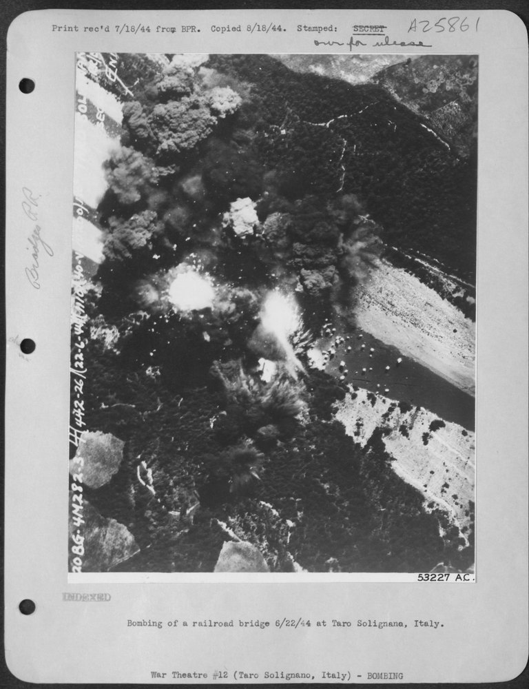 Bombing railroad bridge at Taro Solignano
