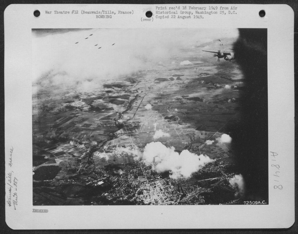 Bombs burst at Beauvais/Tille Airfield