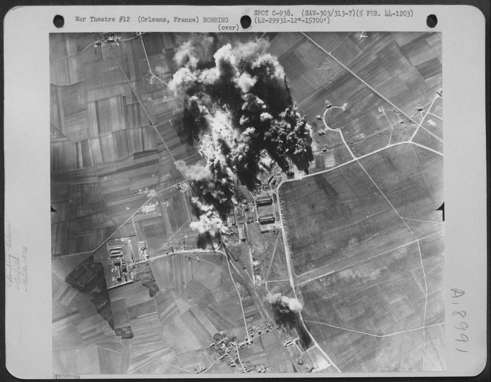 Bombs destroy Orleans-Bricy Airdrome