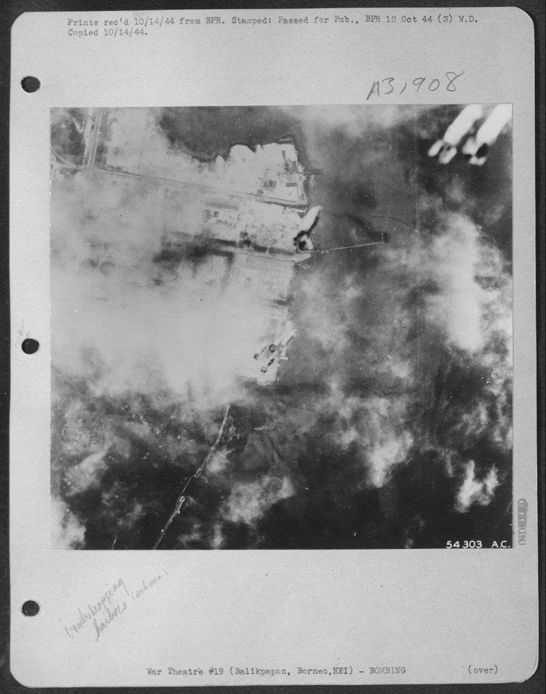 Bombs dropping at Balikpapan docks