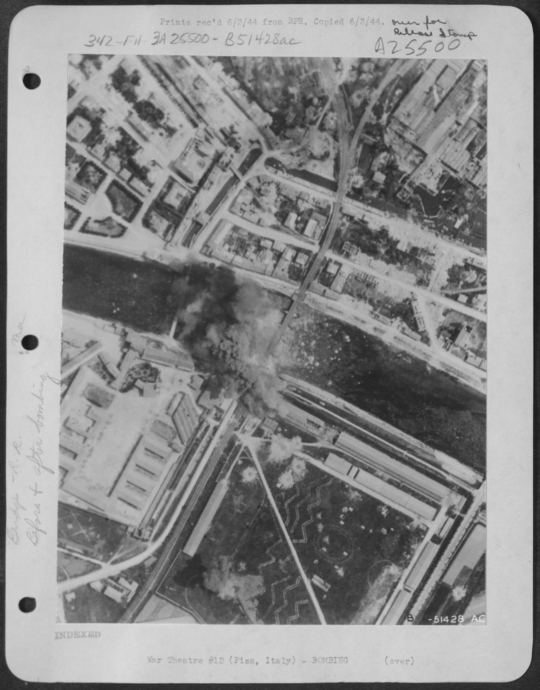 Bombs exploding over water