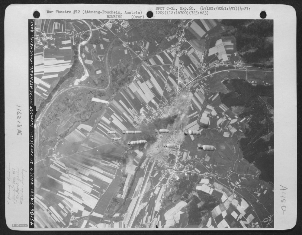 Bombs fall on Attnang-Poucheim railroad yards