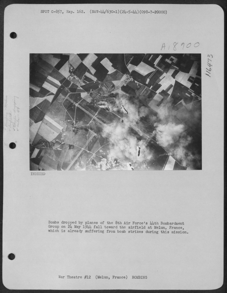 Bombs fall on Melun airfield