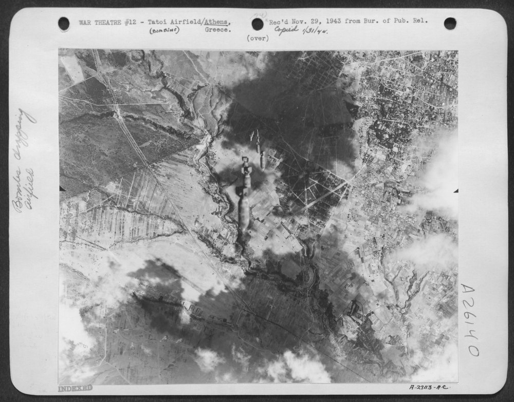 Bombs fall on Tatoi airfield