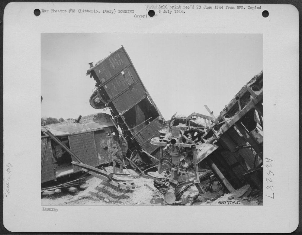 Bombs hit Littorio railroad yards