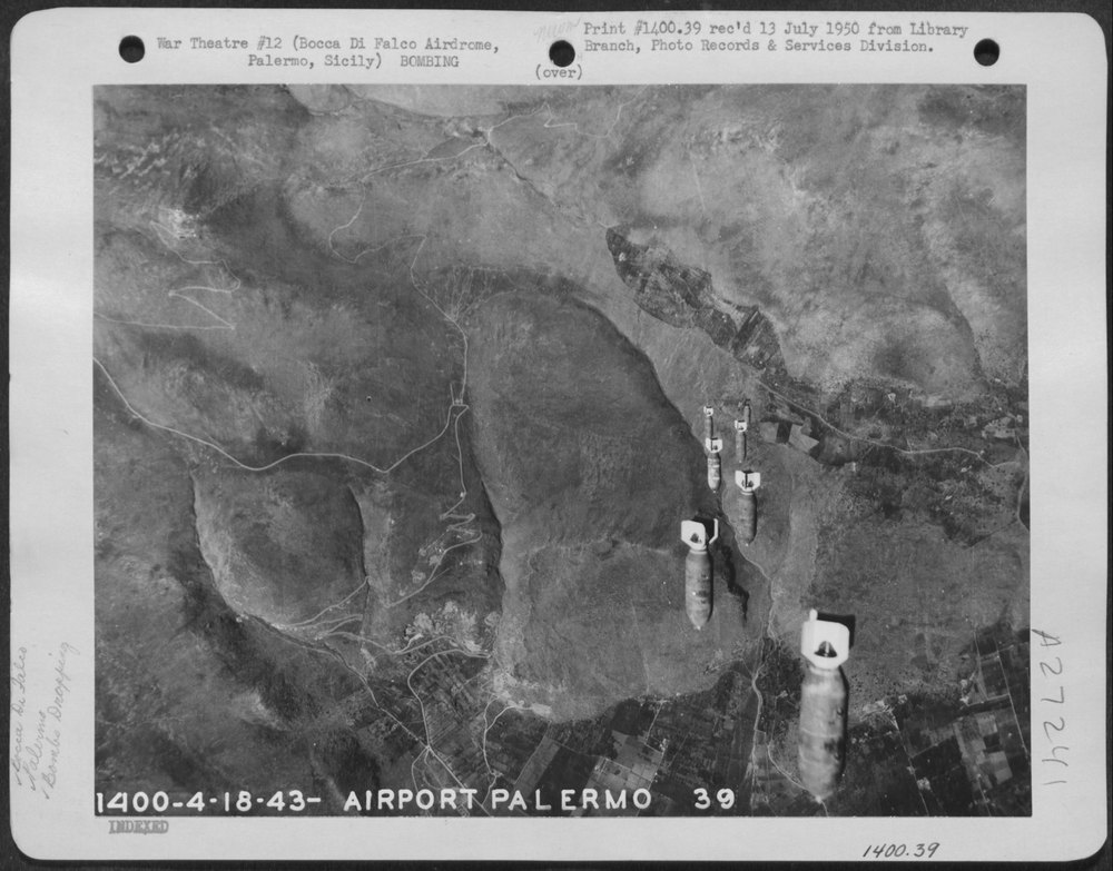 Bombs on Bocca Di Falco Airdrome Sicily