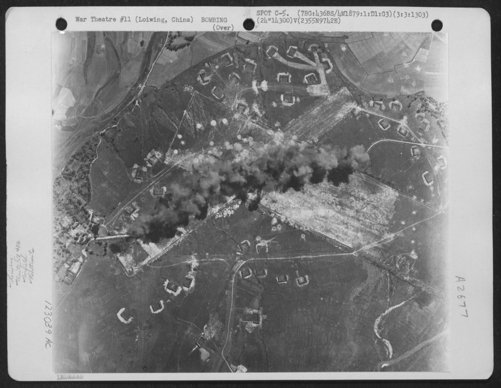 Bombs on Loiwing Airdrome China