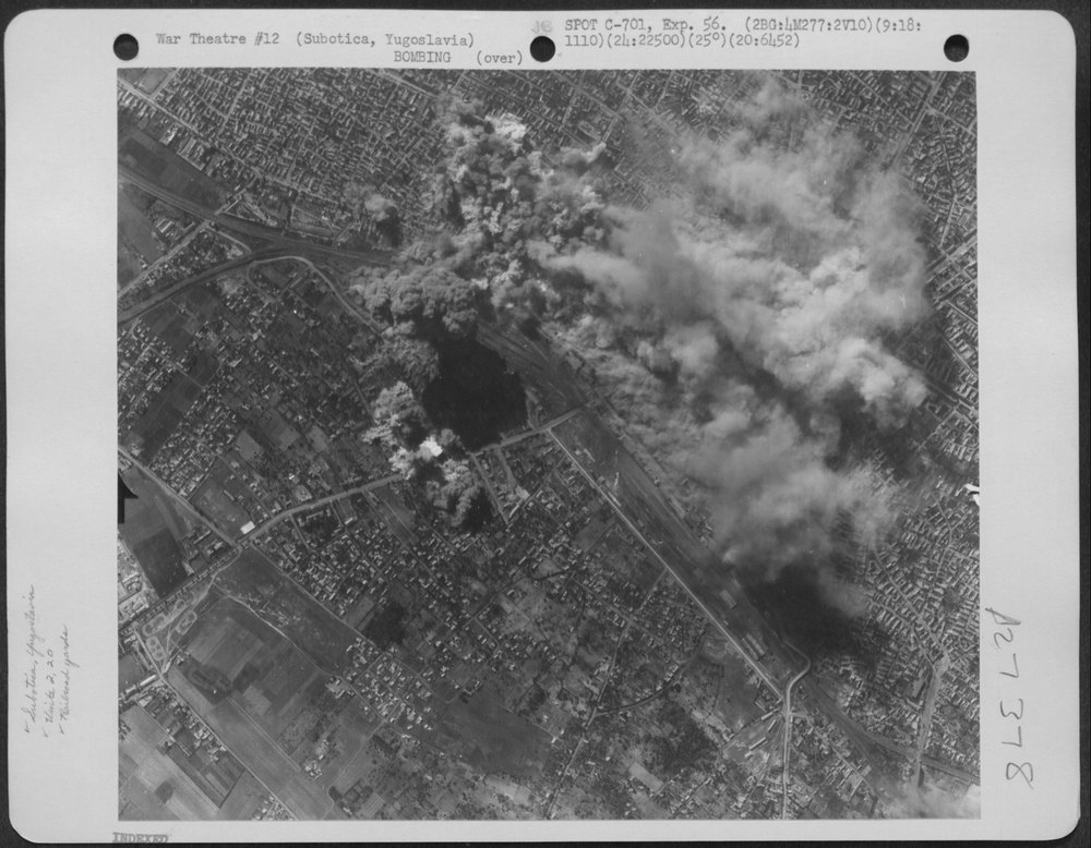 Bombs on Subotica marshalling yards