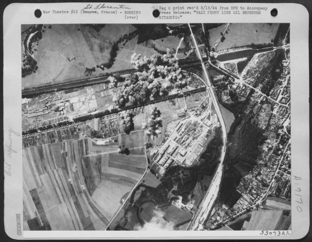 Bombs strike oil depot at St Florentin
