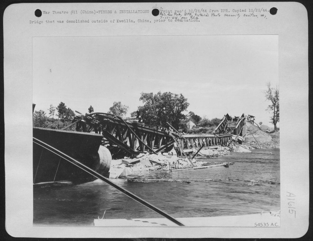Bridge demolished outside Kweilin