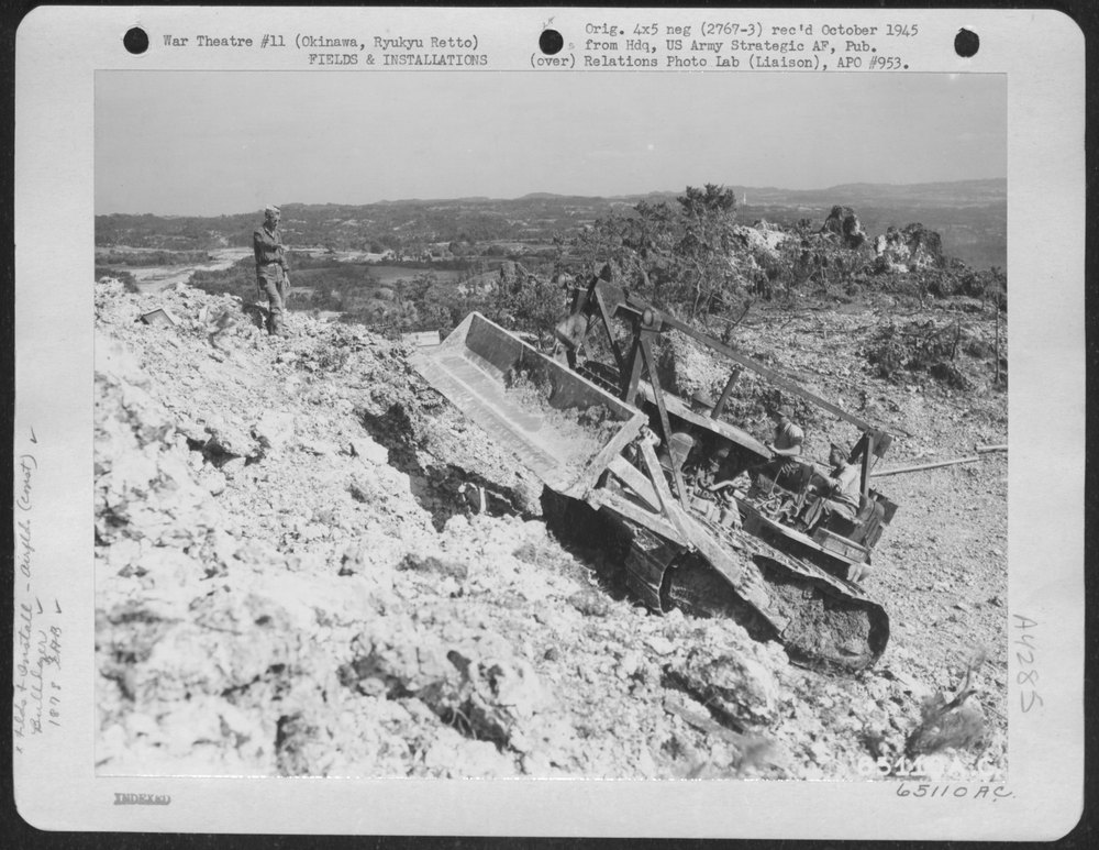 Bulldozer at Okinawa stone quarry