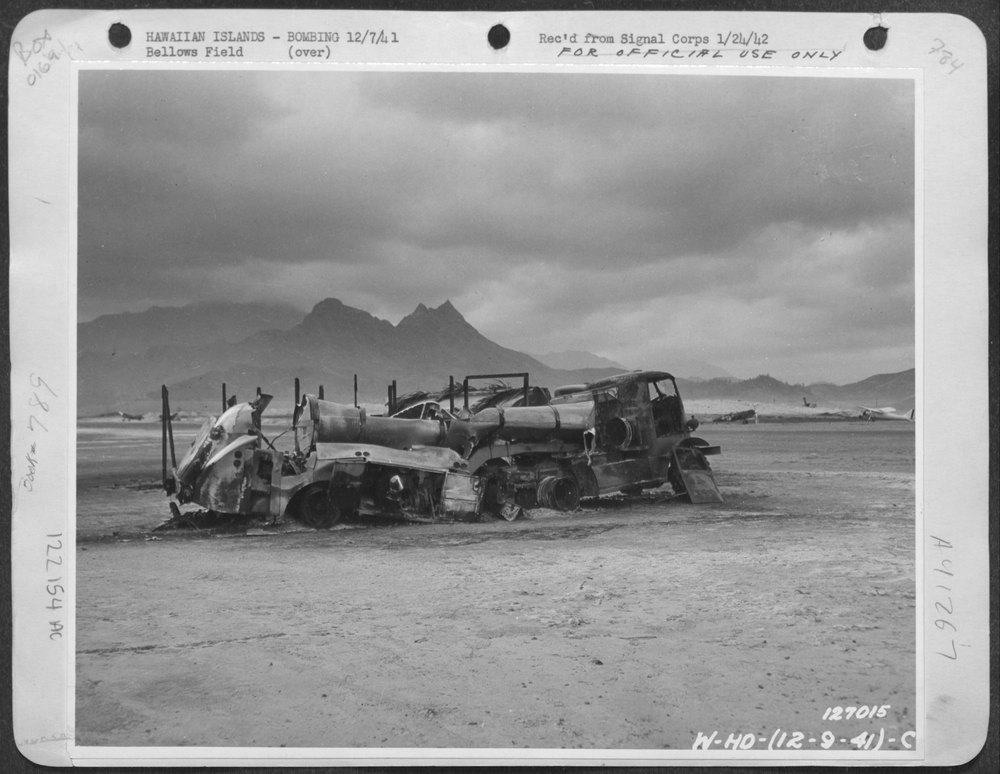 Burned Gasoline Truck At Bellows Field