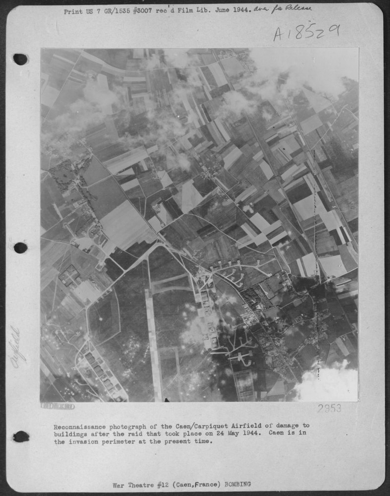 Caen airfield after raid