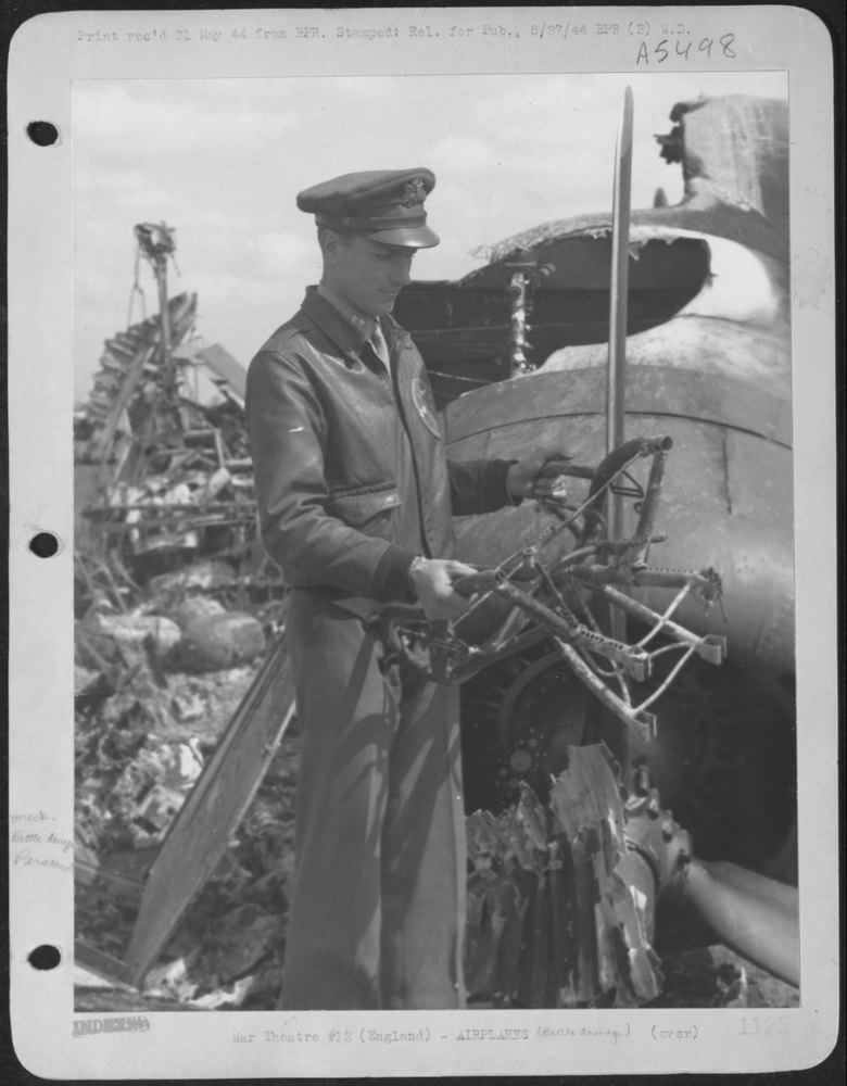 Capt Alvin D Skaggs with B-24 Liberator Vadie Raye