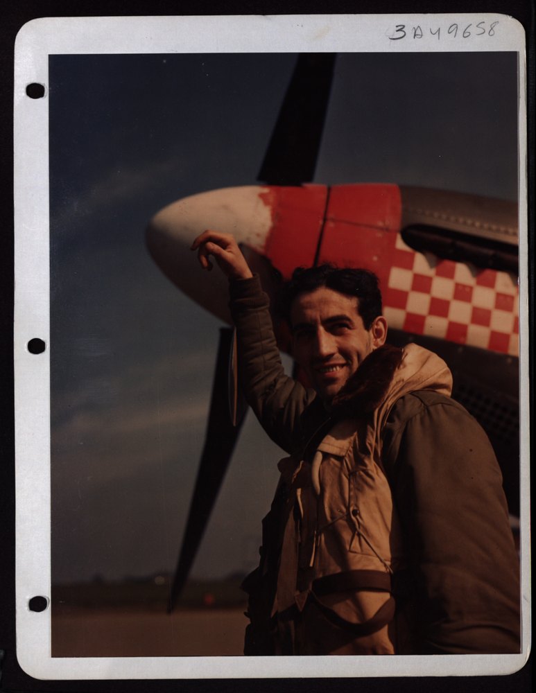 Capt Don S Gentile Beside Plane In England