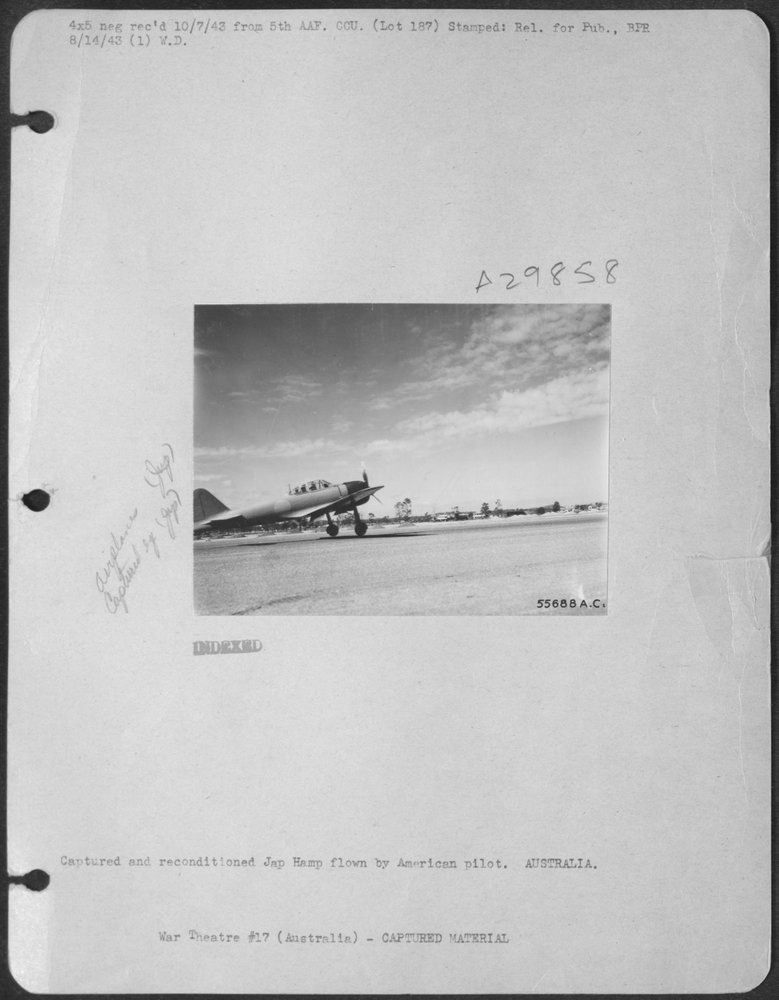 Captured and reconditioned Jap Hamp flown by American pilot