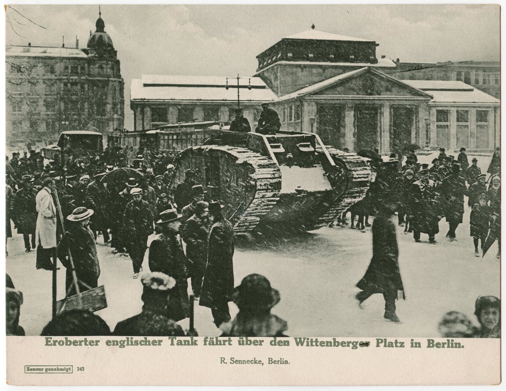 Captured English tank in Berlin's Wittenberger Platz
