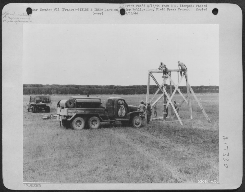 Carpenters constructing control tower