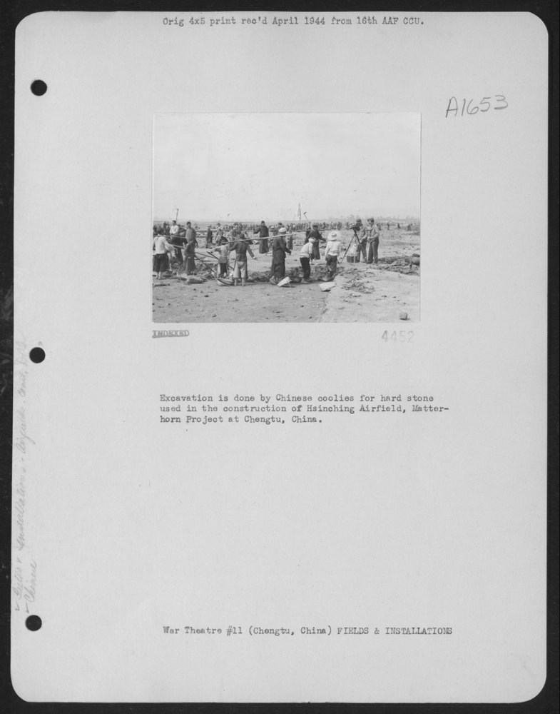 Chinese coolies at Hsinching Airfield