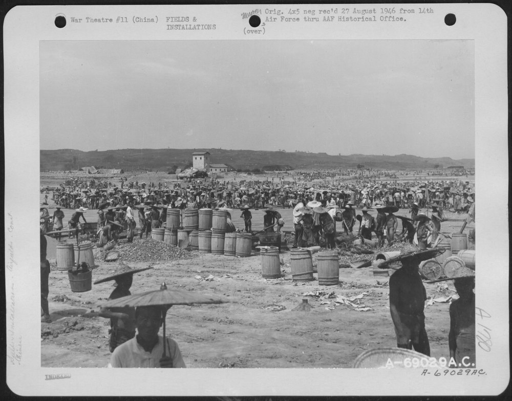 Chinese Laborers At Lushien Airstrip