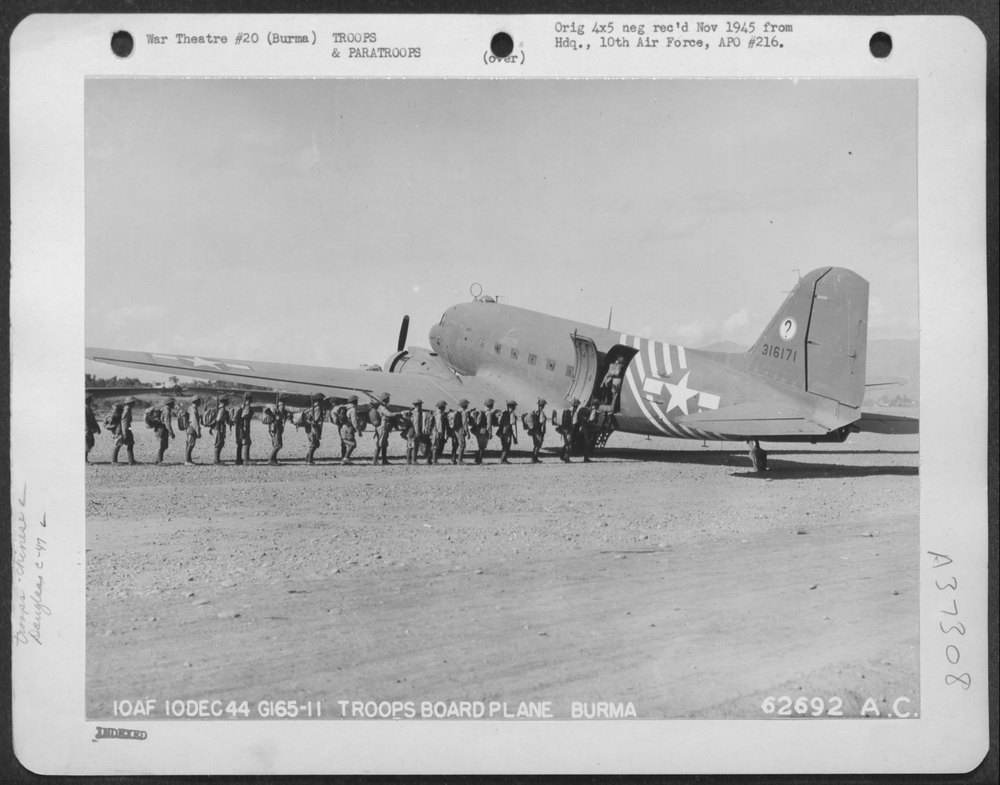 Chinese Soldiers Board C-47 In Burma