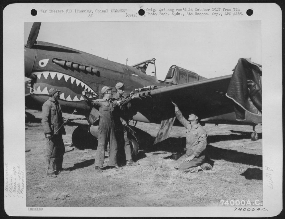 Chinese soldiers with P-40 at Kunming