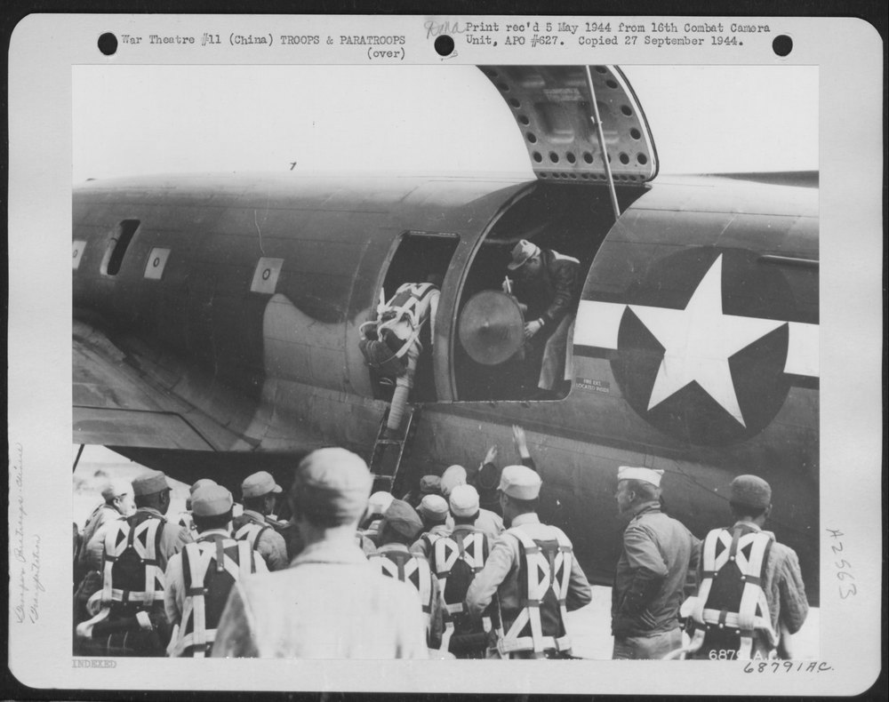 Chinese Troops Board C-46 At Yunnanyi