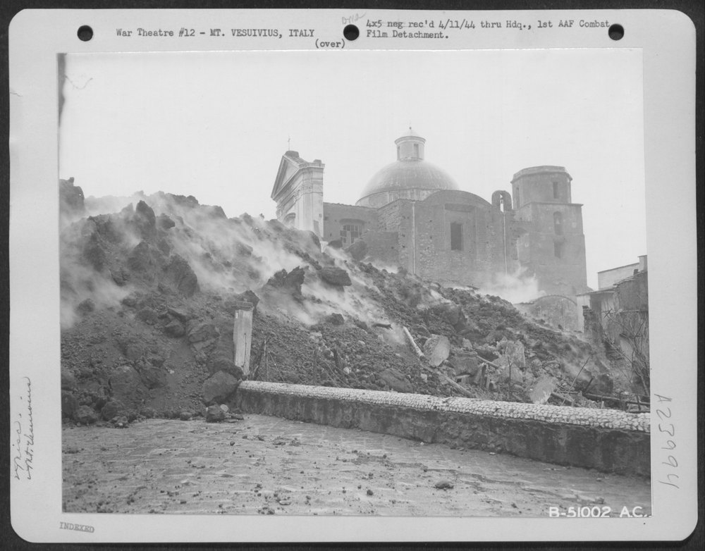 Church at San Sabastiano during eruption