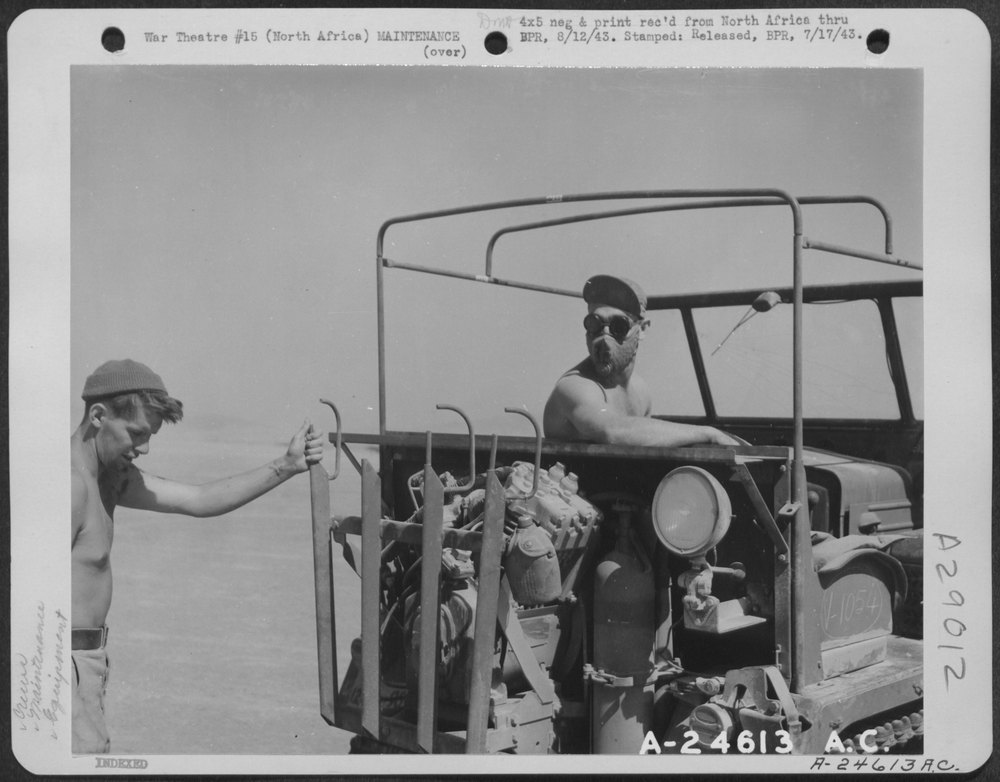 Cle-trac driver in North Africa