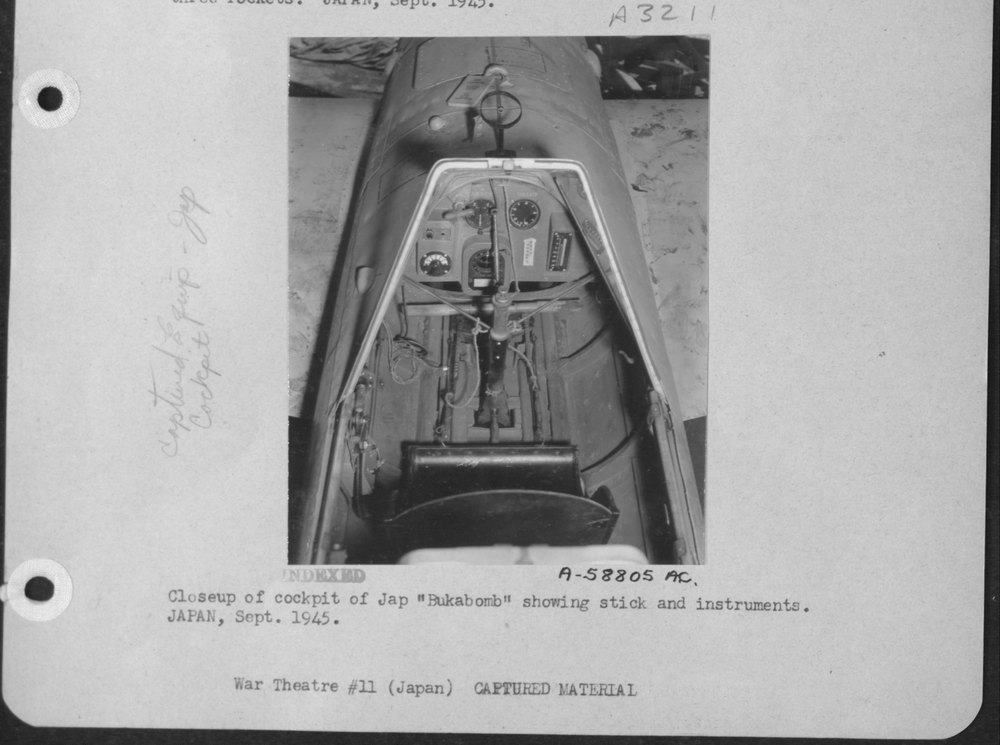 Closeup Of Cockpit Of 'Bukabomb' Showing Stick And Instruments