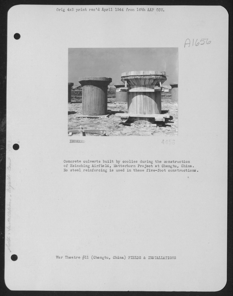 Coolies build culverts at Hsinching airfield