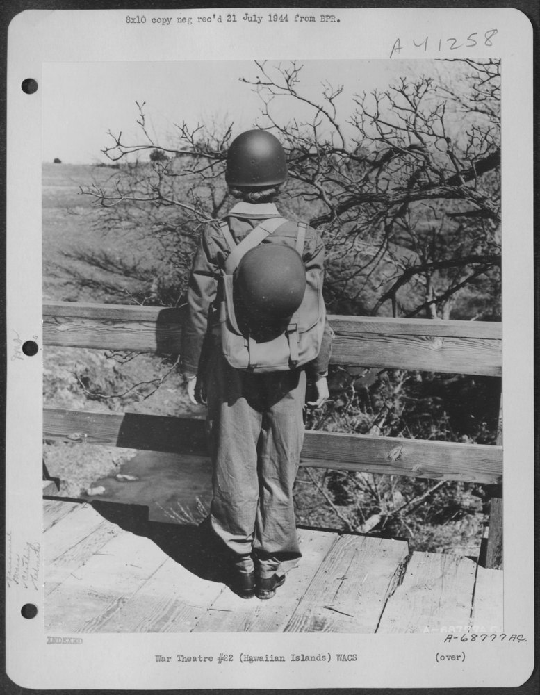 Cpl. Jane Luella Bond of Chardon, Ohio, models the WAC full field