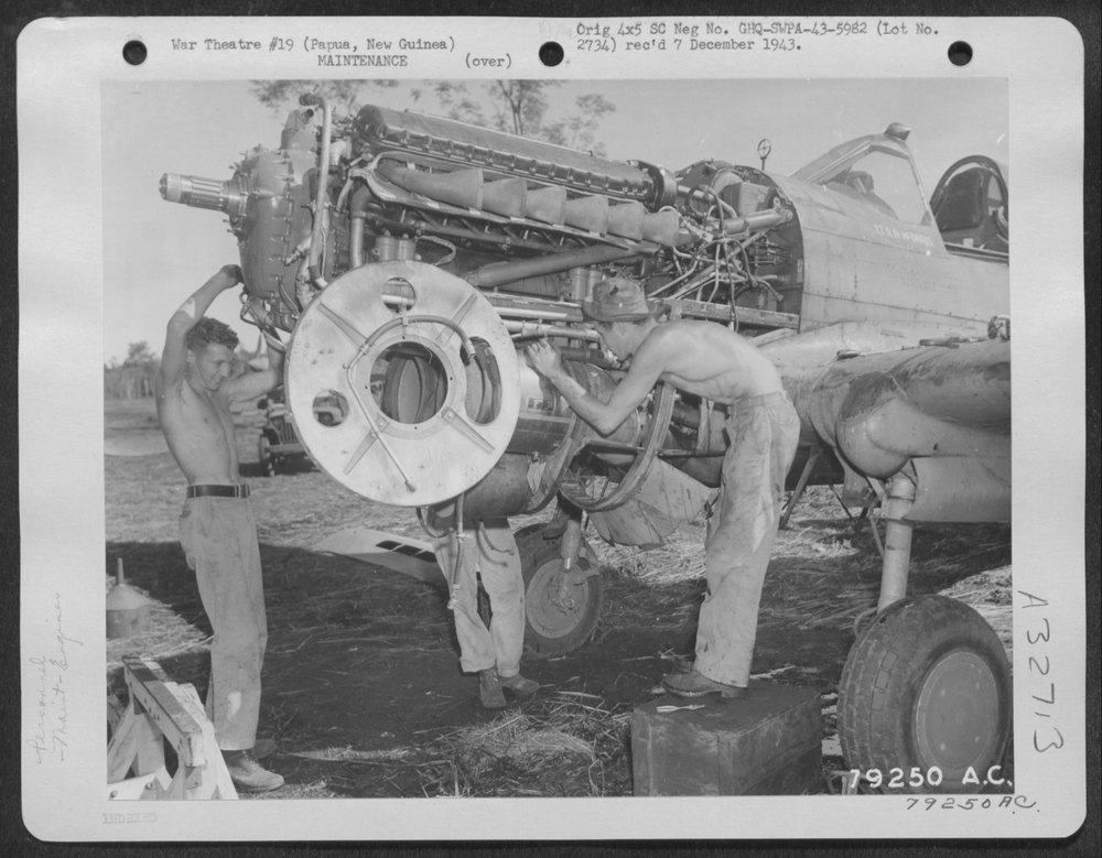 Cpl Kish Works On P-40 At Dobodura