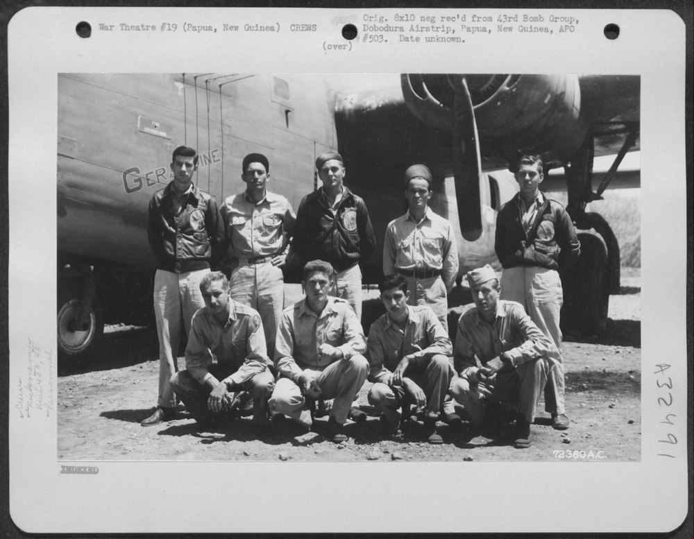Crew by B-24 Geraldine at Dobodura