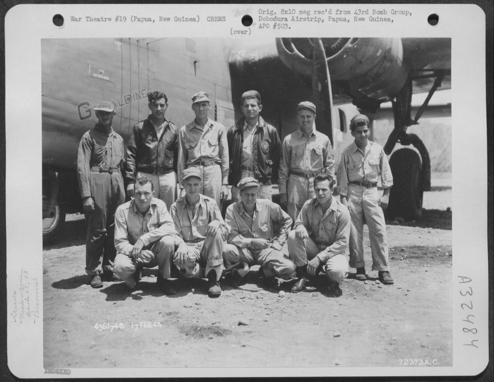 Crew by B-24 Geraldine at Dobodura